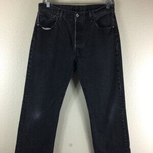 Levis Men's Black Denim 501 XX‎ Straight, Fit Button Fly Jeans, Size 36x34